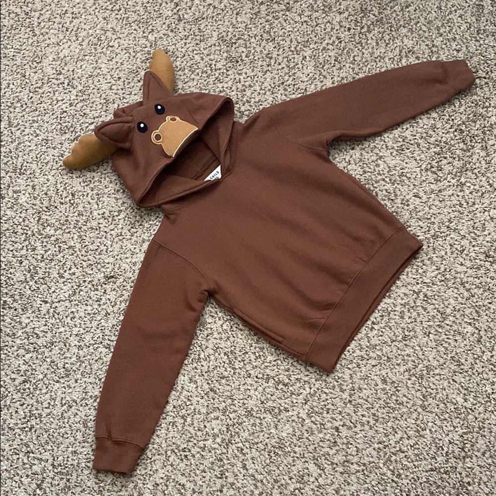 NWOT Wild Child Hoodies Brown Moose Character Hooded Sweatshirt